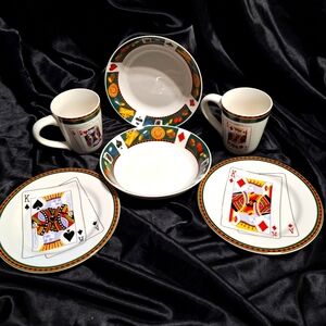 American Atelier Discontinued Dish Set~Casino Stoneware~Cards~5269~Gamble